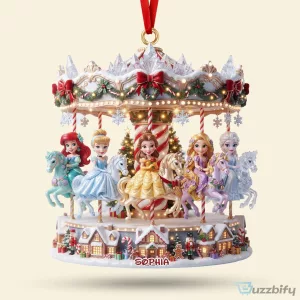 Disney Princess Carousel Christmas Ornament with Personalized Name