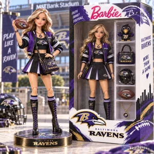 Baltimore Ravens Barbie Doll NFL Football Collectible Figurine Set