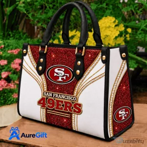 San Francisco 49ers Glitter Diamond Pattern Leather Handbag Purse
