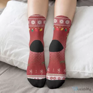 Linksmu Kaledu Lithuanian Christmas Holiday Crew Socks
