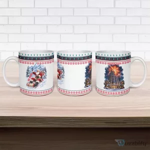 Christmas Santa Ho Ho Ho Explosion Funny Ugly Sweater Style Ceramic Mug