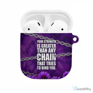 Domestic Violence Awareness Purple Sunflower Strength Quote AirPods Case