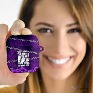 Domestic Violence Awareness Purple Sunflower Strength Quote AirPods Case
