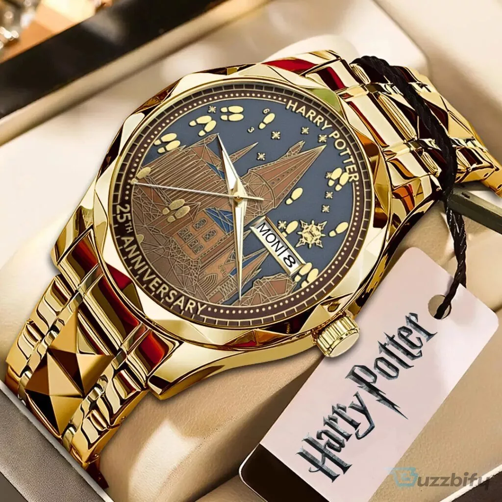 Harry Potter 25th Anniversary Hogwarts Castle Gold Tone Quartz Watch