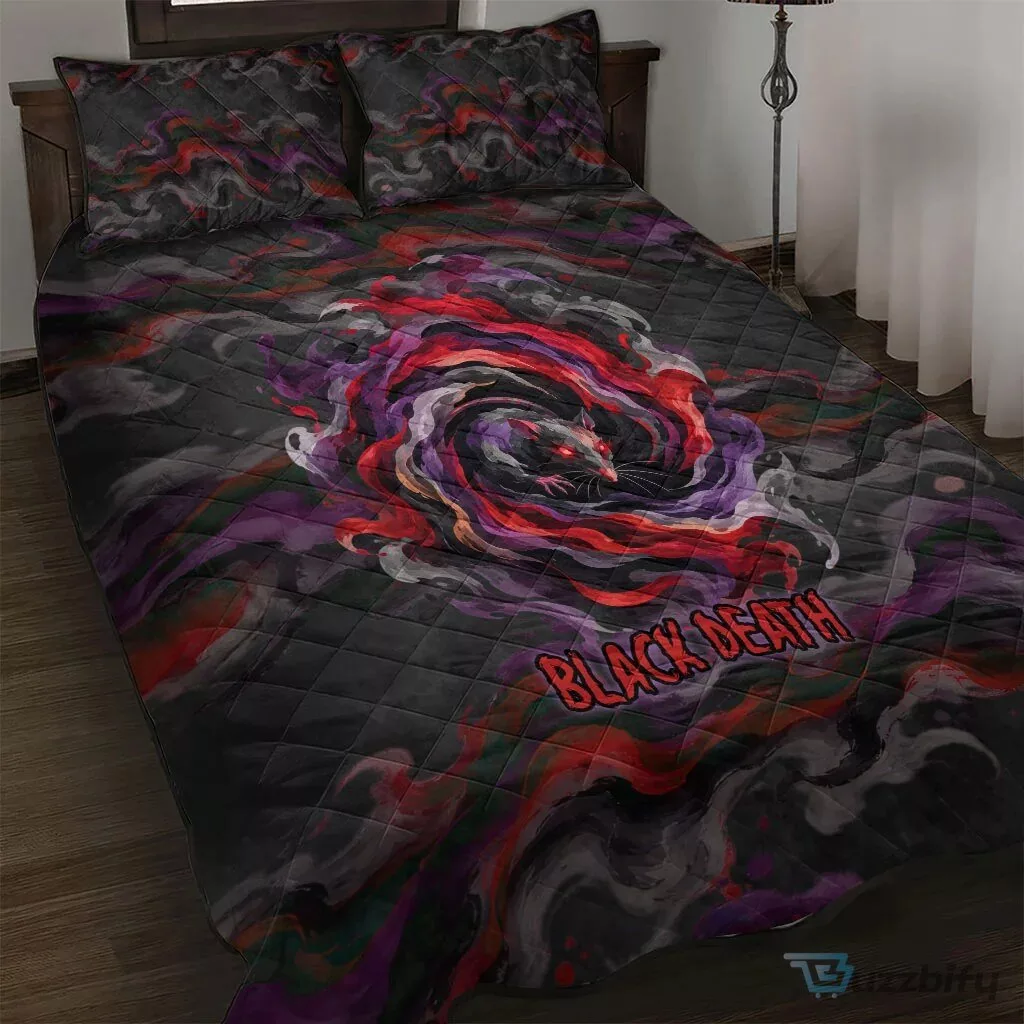 Black Death Plague Doctor Rat Horror Gothic Fantasy Quilt Bedding Set