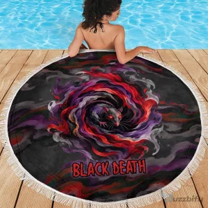 Black Death Plague Rat Dark Gothic Fantasy Round Beach Blanket