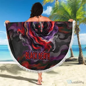 Black Death Plague Rat Dark Gothic Fantasy Round Beach Blanket
