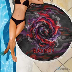Black Death Plague Rat Dark Gothic Fantasy Round Beach Blanket
