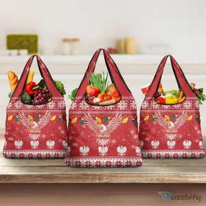 Poland White Eagle Christmas Ugly Sweater Reusable Grocery Bag