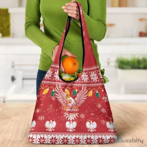Poland White Eagle Christmas Ugly Sweater Reusable Grocery Bag