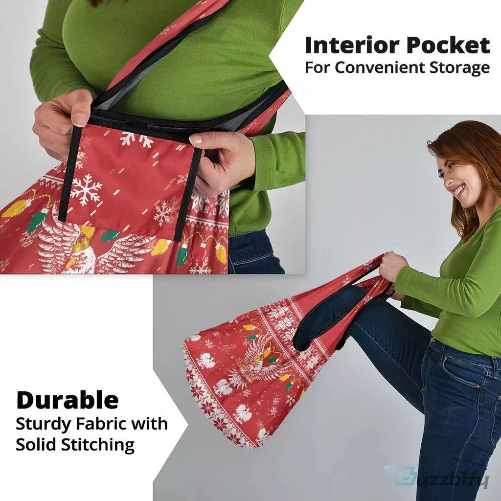 Poland White Eagle Christmas Ugly Sweater Reusable Grocery Bag