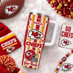 Kansas City Chiefs NFL Diamond Pattern Personalized Stainless Steel Tumbler