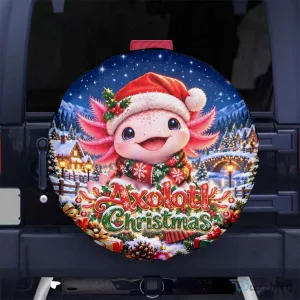 Cute Axolotl Christmas Winter Wonderland Spare Tire Cover