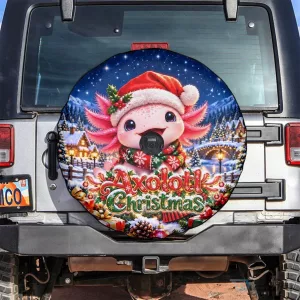 Cute Axolotl Christmas Winter Wonderland Spare Tire Cover