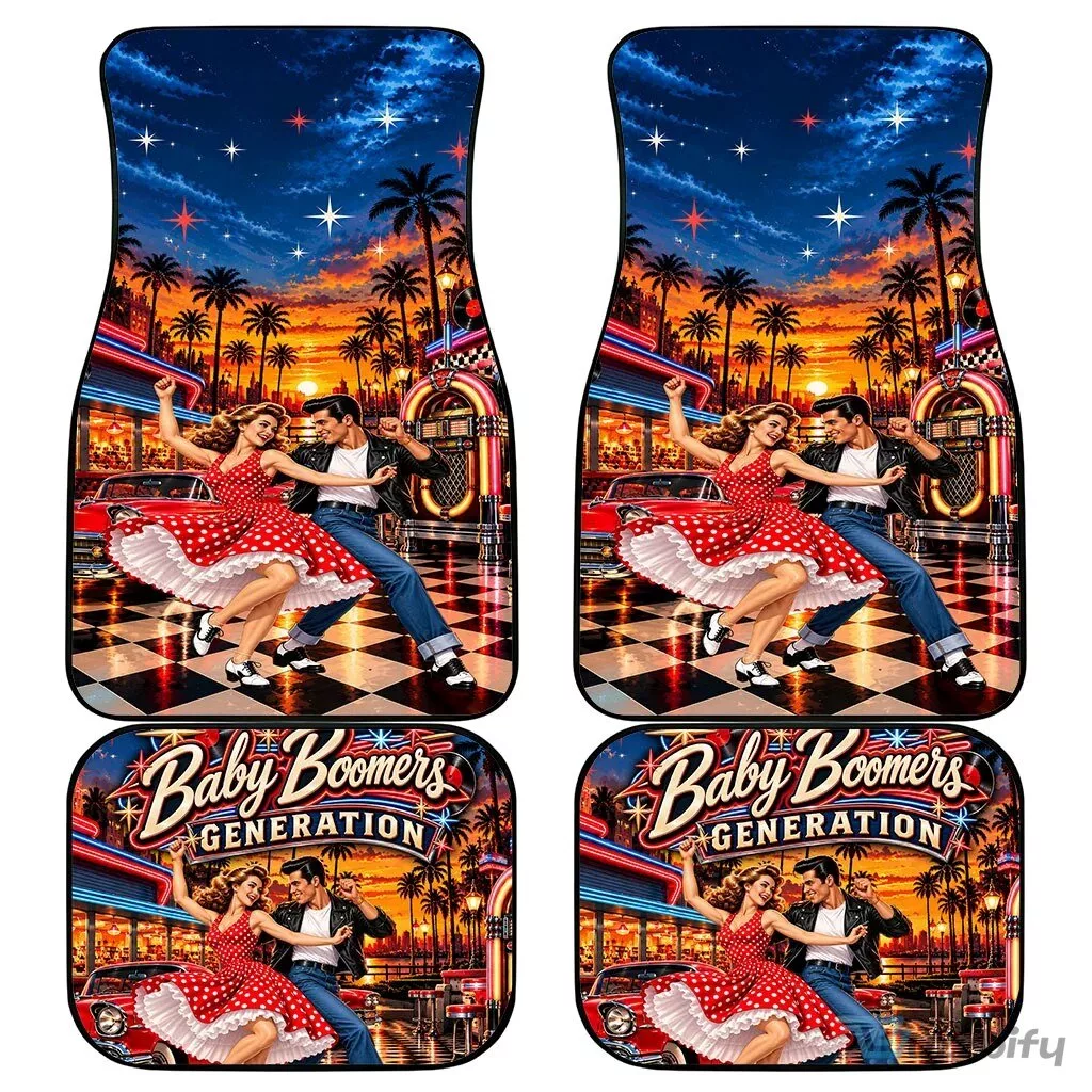 Baby Boomers Generation Vintage 1950s Retro Rock and Roll Car Mat Set