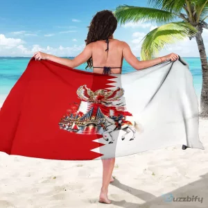 Bahrain National Day Flag Emblem Horse Knight Beach Towel