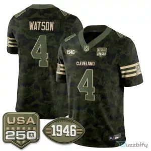 Cleveland Browns Deshaun Watson Salute to Service Stitched Football Jersey