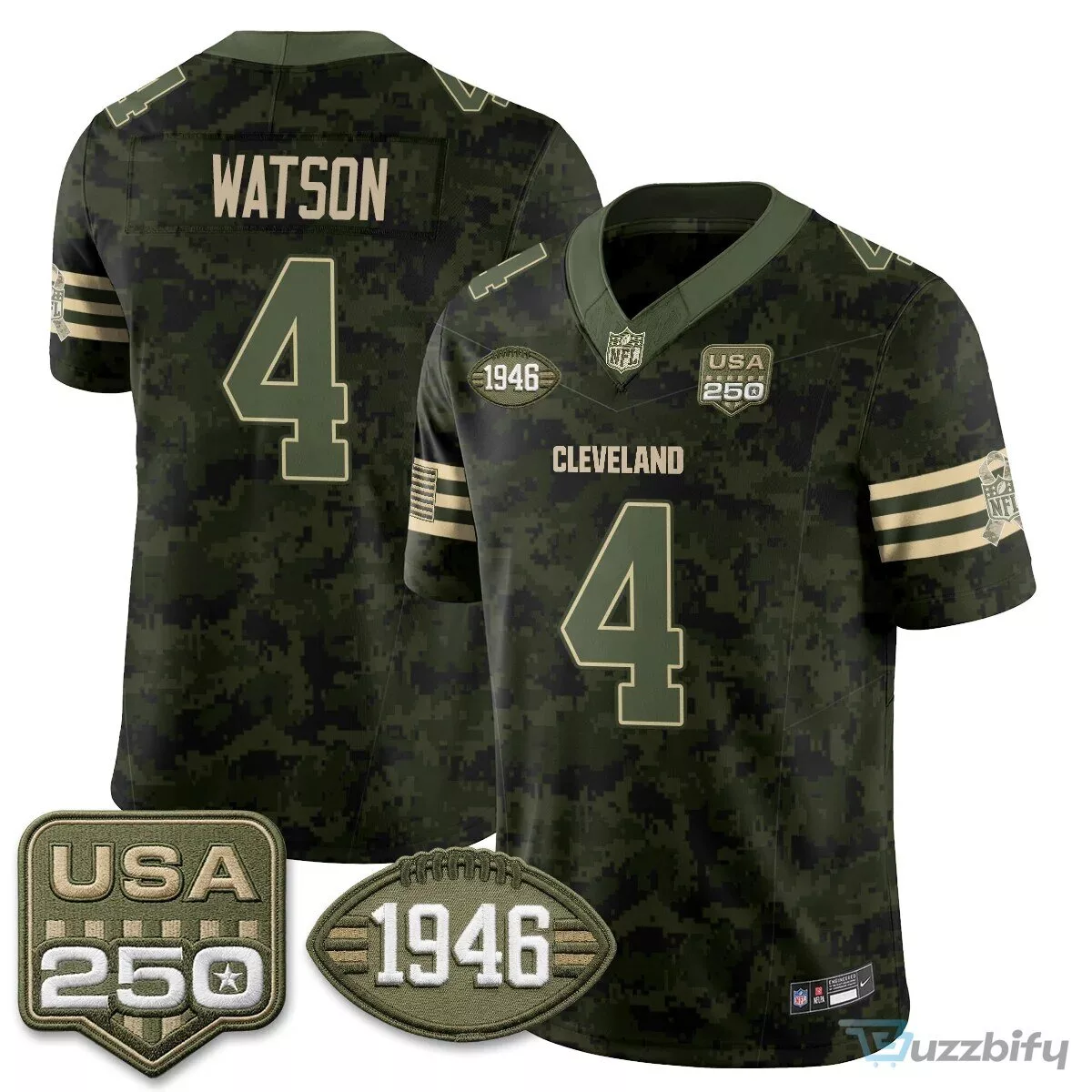Cleveland Browns Deshaun Watson Salute to Service Stitched Football Jersey