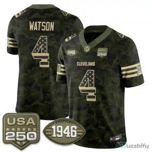 Cleveland Browns Deshaun Watson Salute to Service Stitched Football Jersey