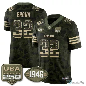 Cleveland Browns Deshaun Watson Salute to Service Stitched Football Jersey