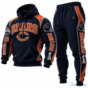 Chicago Bears NFL Football Team Waffle Knit Hoodie and Sweatpants Set