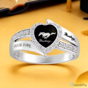 Ford Mustang Heart Personalized Sterling Silver Birthstone Ring for Women