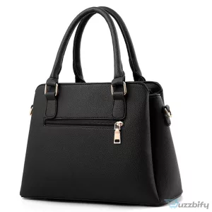 Personalized Black Leather Handbag for Women with Fiat Car Logo and Name Customization