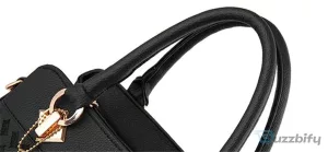 Personalized Black Leather Handbag for Women with Fiat Car Logo and Name Customization