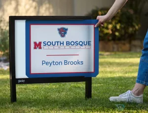 Midway South Bosque Elementary School Custom Yard Sign with Panther Mascot