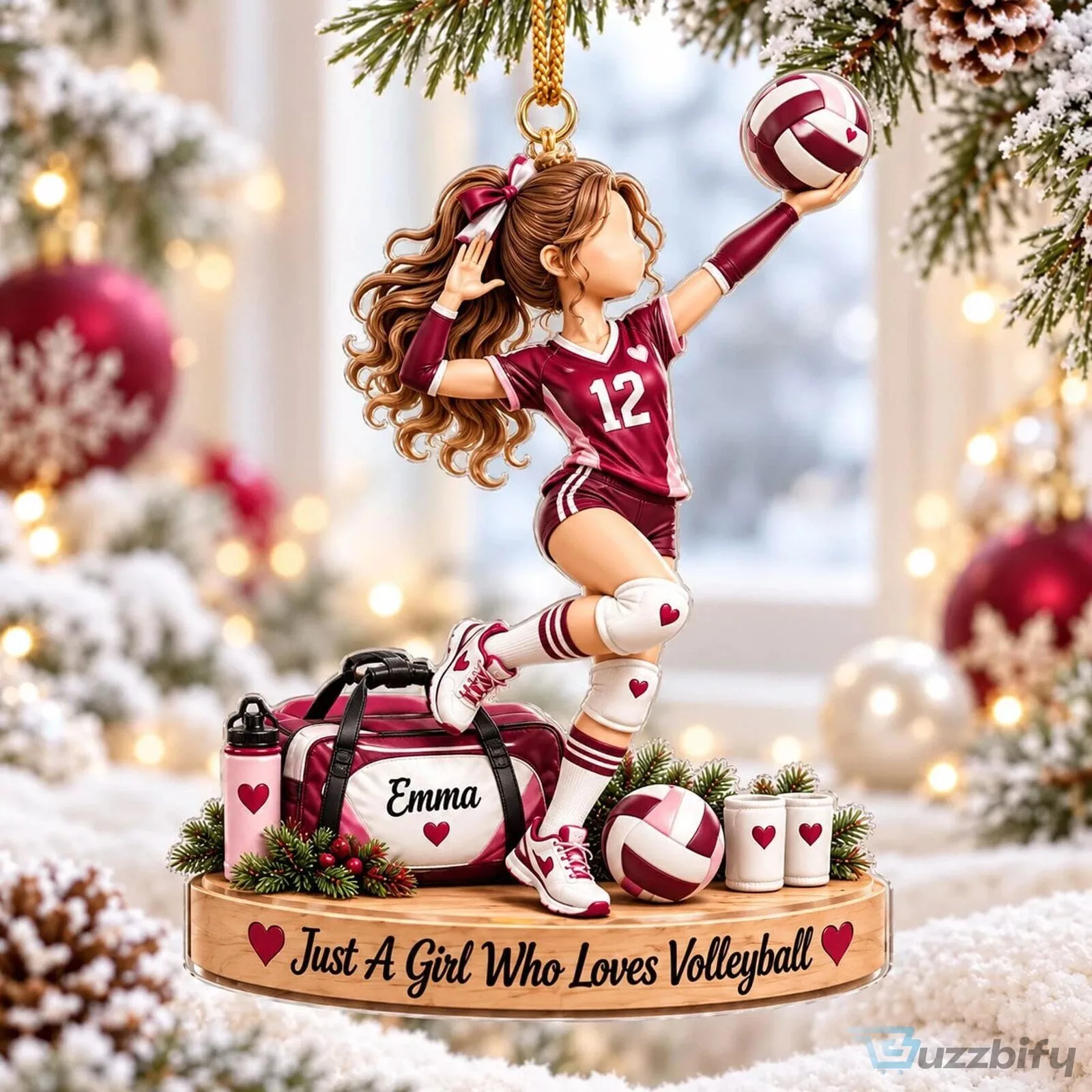 Christmas Ornament for Volleyball Girls, Customized "Just A Girl Who Loves Volleyball