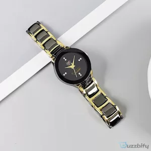 Cadillac Logo Custom Name Black and Gold Quartz Watch for Men