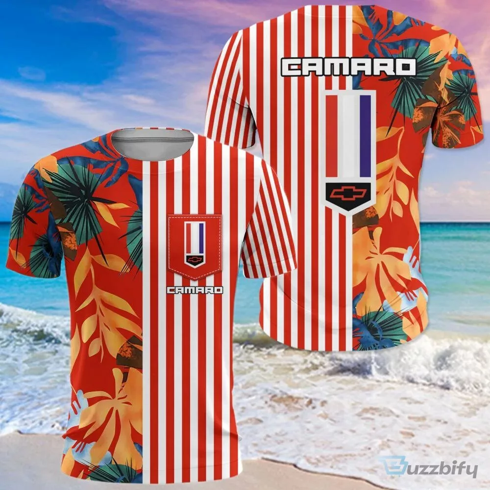 Chevrolet Camaro Red Stripe Tropical Hawaiian Shirt