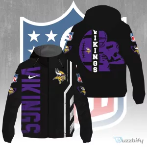 Minnesota Vikings NFL Football Team Logo Black Windbreaker Jacket