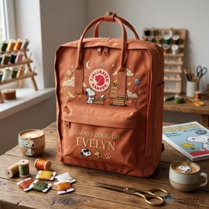 Snoopy Peanuts Always Look Up Embroidered Fjallraven Kanken Backpack