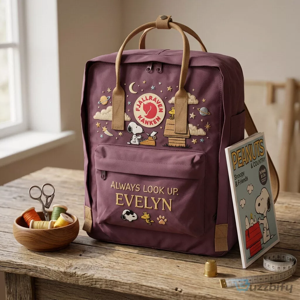Snoopy Peanuts Always Look Up Embroidered Fjallraven Kanken Backpack