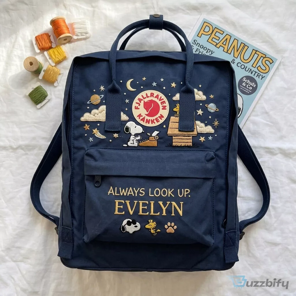 Snoopy Peanuts Always Look Up Embroidered Fjallraven Kanken Backpack