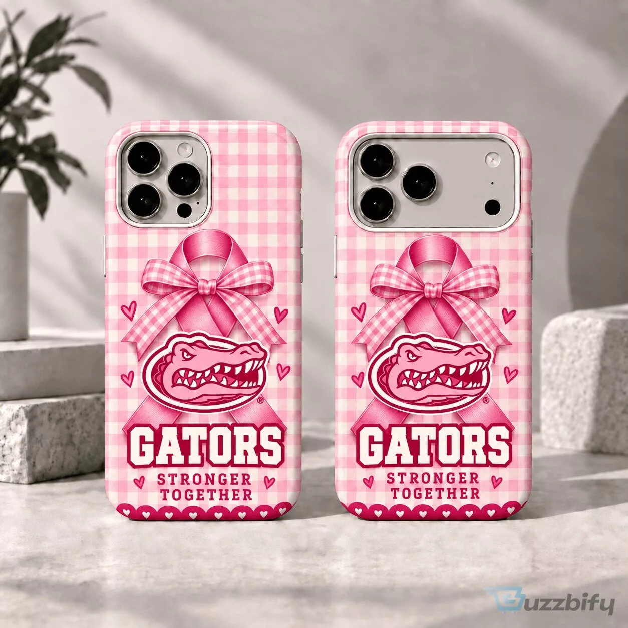 Florida Gators Breast Cancer Awareness Pink Gingham Pattern Phone Case