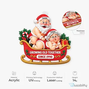 Growing Old Together Personalized Christmas Sleigh Ornament