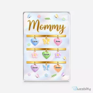 Personalized Mommy Gold Name Hearts Acrylic Plaque