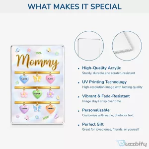 Personalized Mommy Gold Name Hearts Acrylic Plaque