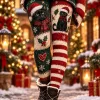 Christmas Black Cat Snowflake Print Velvet Leggings for Women