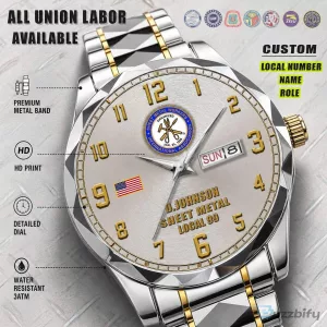 Personalized Union Labor Stainless Steel Wristwatch with Custom Dial