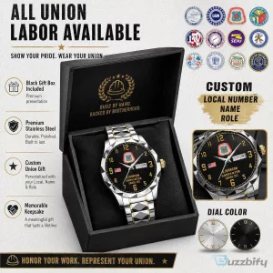 Personalized Union Labor Stainless Steel Wristwatch with Custom Dial