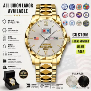 Personalized Union Labor Stainless Steel Wristwatch with Custom Dial