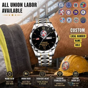 Personalized Union Labor Stainless Steel Wristwatch with Custom Dial
