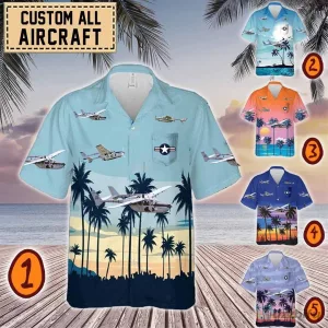 Cessna O-2 Skymaster Military Aircraft Tropical Beach Hawaiian Shirt