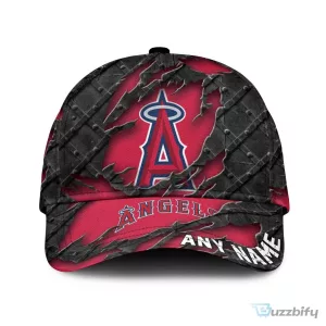 Los Angeles Angels Personalized Name Black Metal Design Baseball Cap