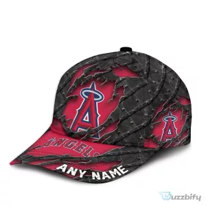 Los Angeles Angels Personalized Name Black Metal Design Baseball Cap