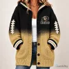 Colorado Buffaloes Football Team Black Gold Striped Knit Cardigan Hoodie