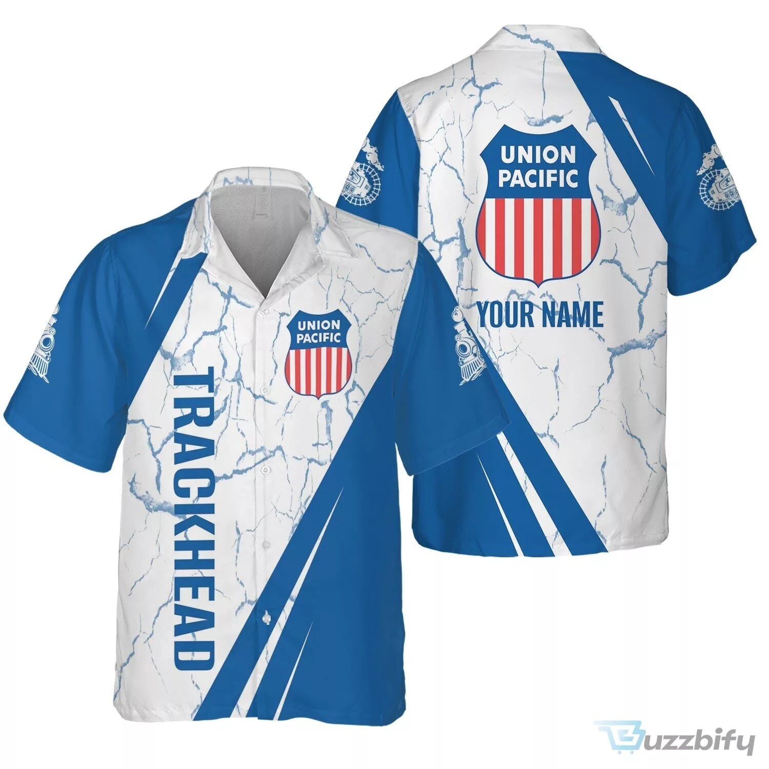 Union Pacific Railroad Personalized Trackhead Blue Hawaiian Shirt